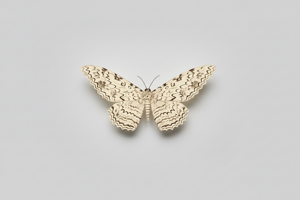 Butterfly with patterned wings on a white background