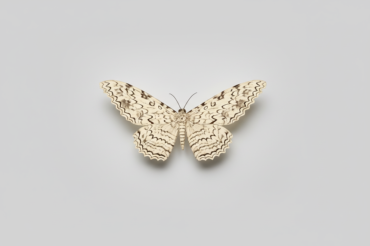 Butterfly with patterned wings on a white background