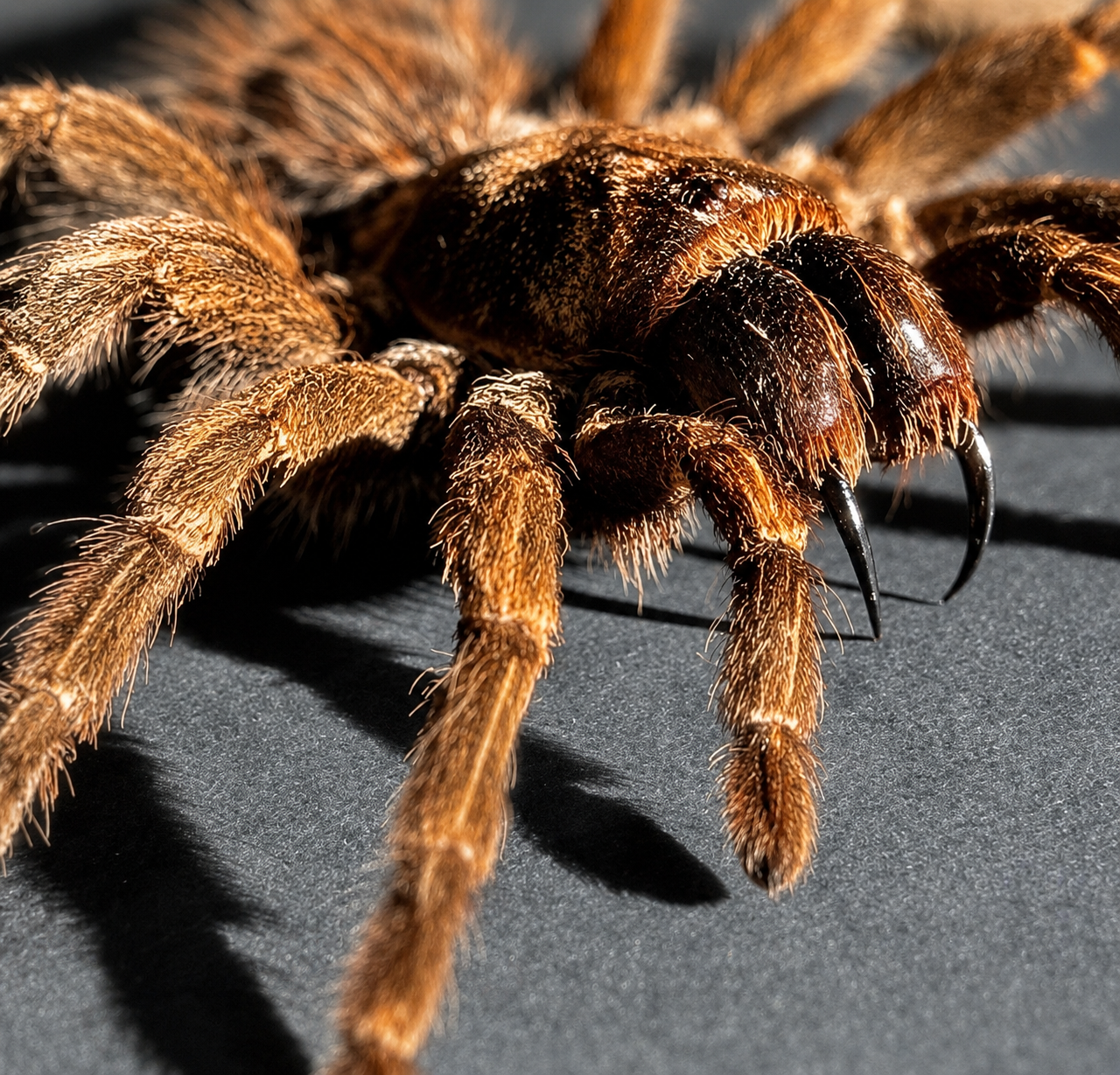 Framed Rusty Birdeater Tarantula (Acanthoscurria Ferina) Specimen in a 8x8” Black Shadow Box